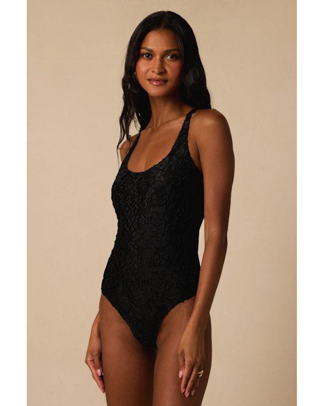 Lulus Black Jasper Burnout Velvet Bodysuit