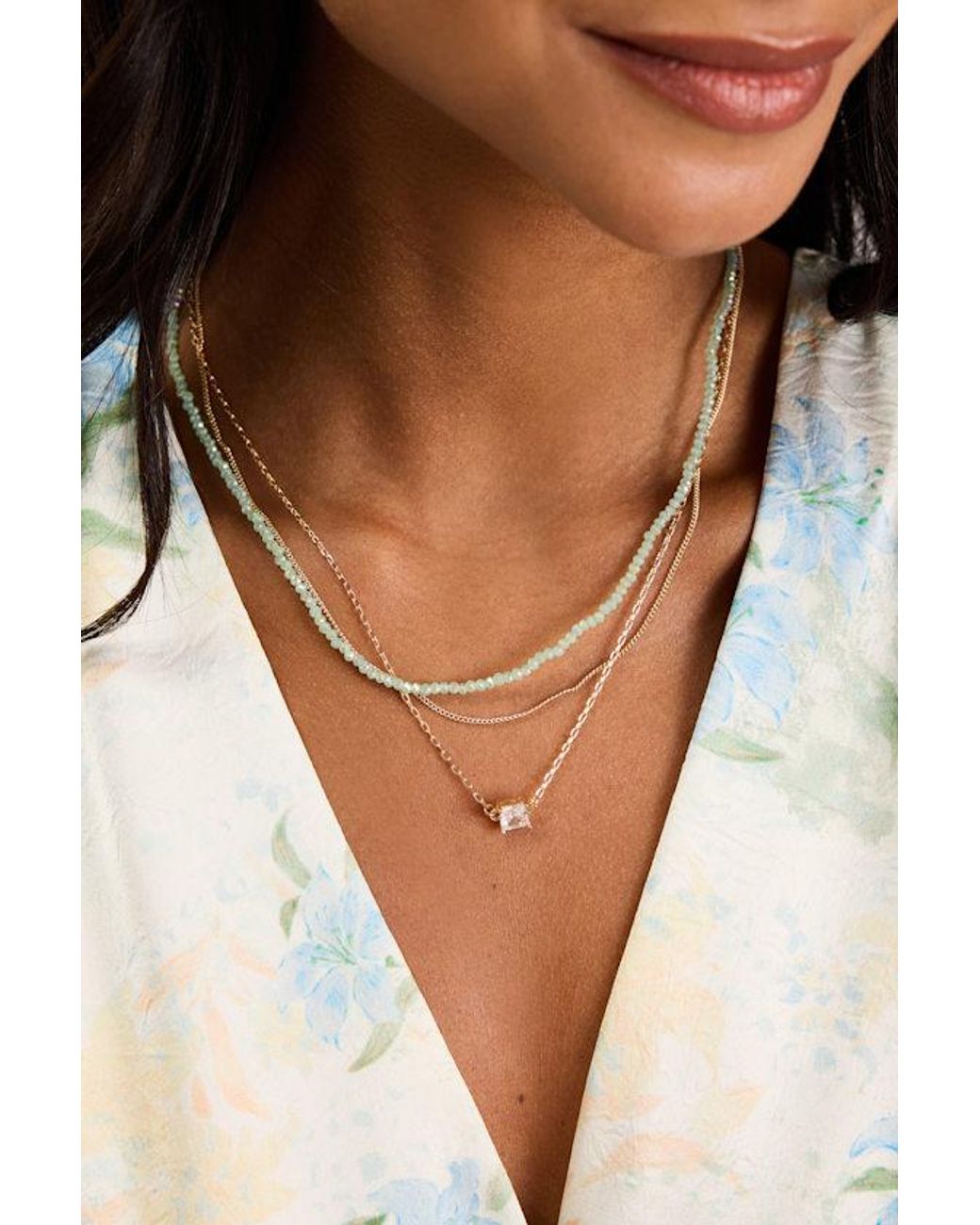 Lulus Metallic Meleta Beaded Layered Necklace