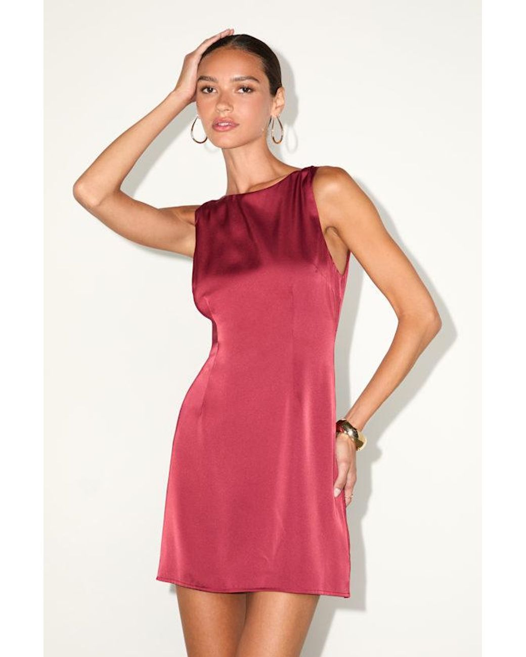 open lace back dress Lulus Dublin Asymmetrical Neck Midi Dress in Red – CHROME main image 1