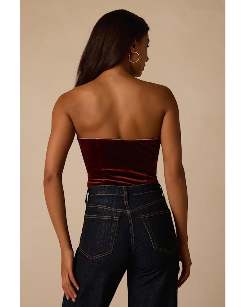 Lulus Brown Cha Cha Velvet Strapless Bodysuit