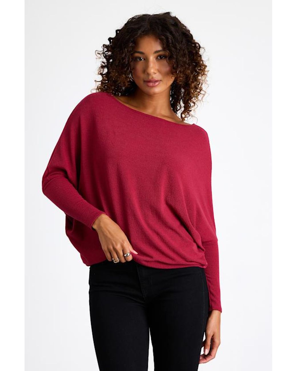 Lulus Basics Red Verla Dolman Sleeve Sweater Top