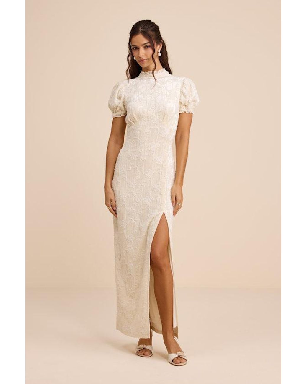 white christmas dresses Collared Crepe Column Midi Dress Cream – Roland Mouret main image 0
