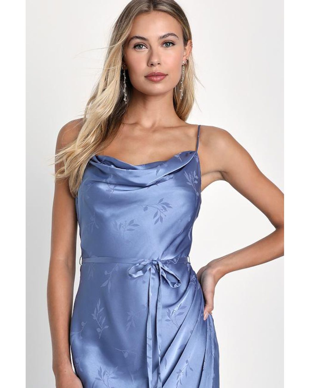 navy blue dress for baby girl Satin Open Back Dress in Periwinkle main image 1