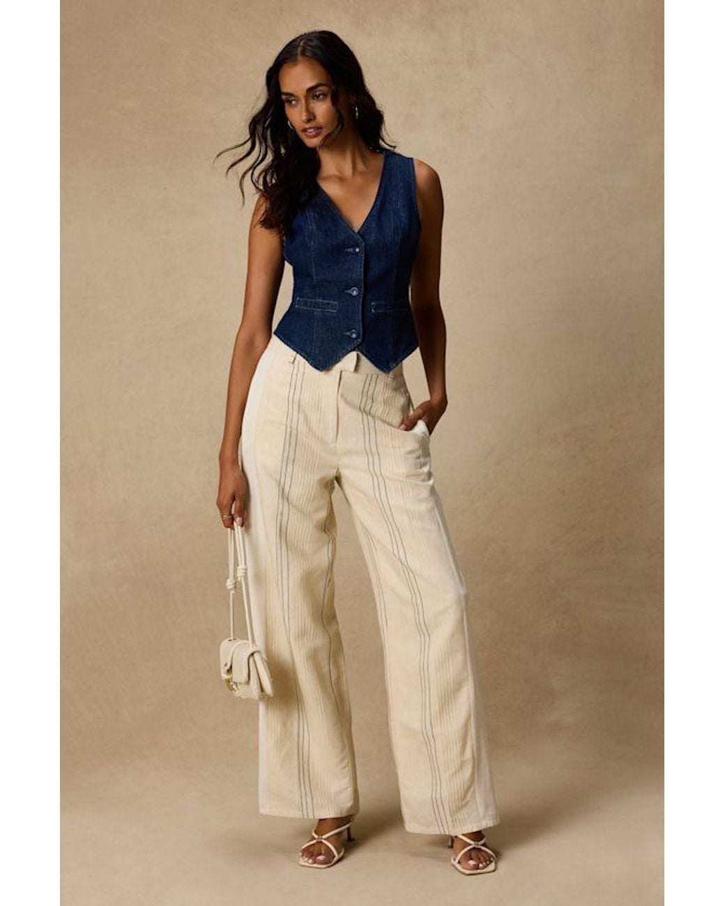 Lulus Natural Kara Cream Striped Wide-Leg Pants
