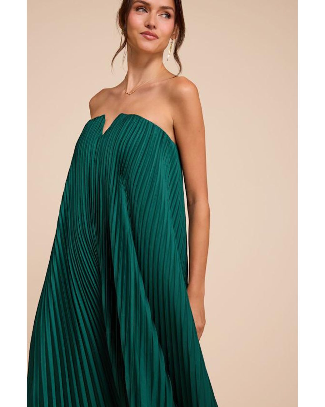 Lulus Green Daylen Emerald Satin Shift Maxi Dress