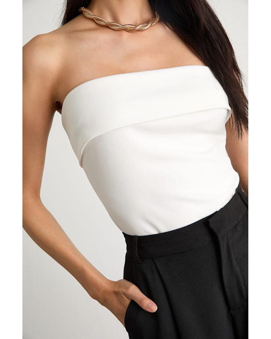 Lulus Black Nikora Ponte Knit Strapless Top