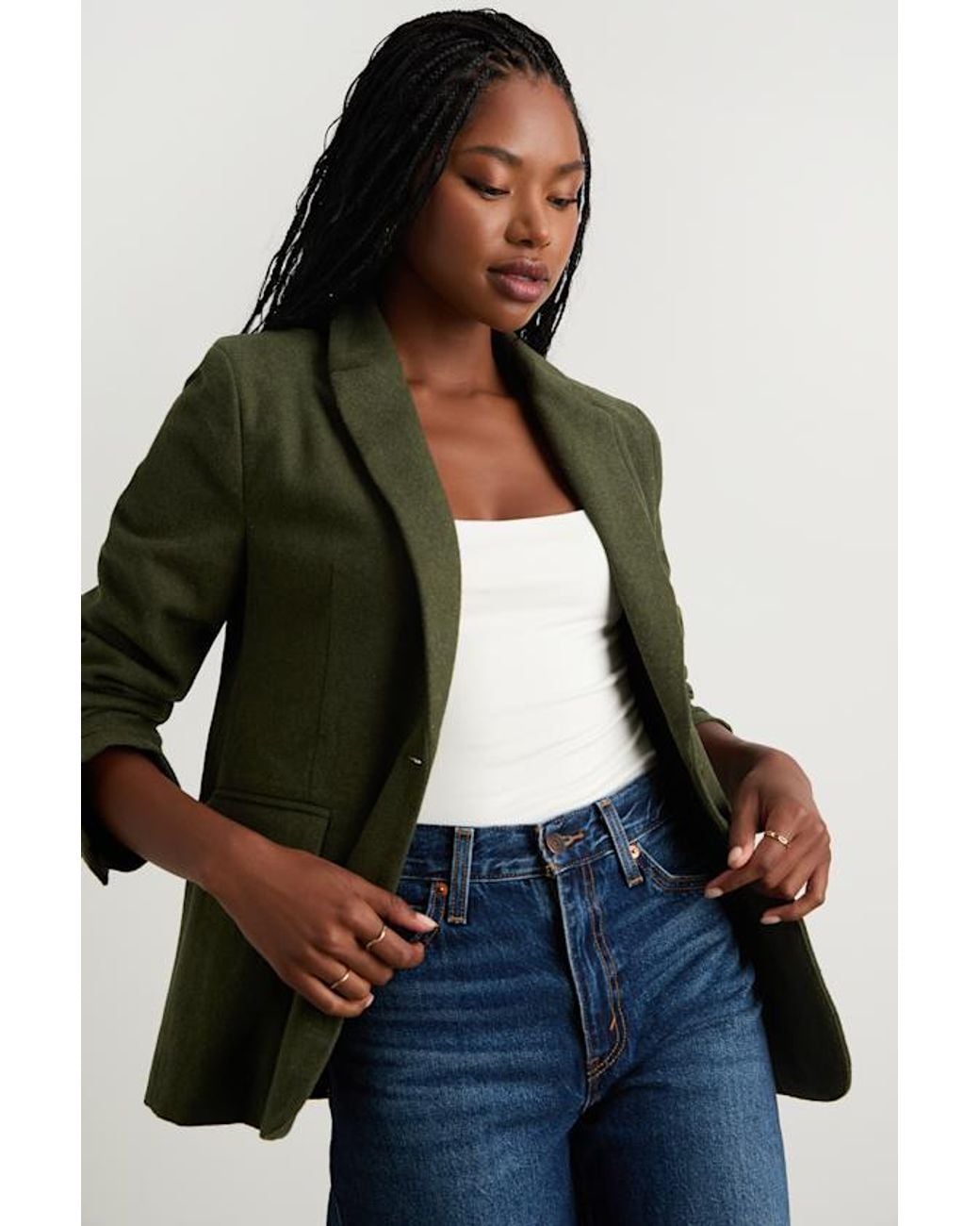 Lulus Blue Sophisticated Chic Tweed Blazer