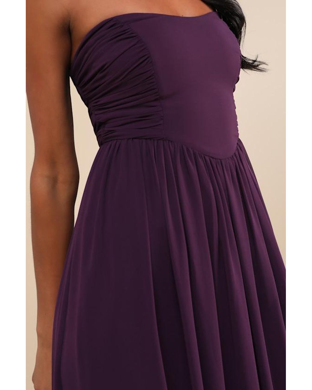 Lulus Blue Luxe Favorite Dark Strapless Ruched Maxi Dress