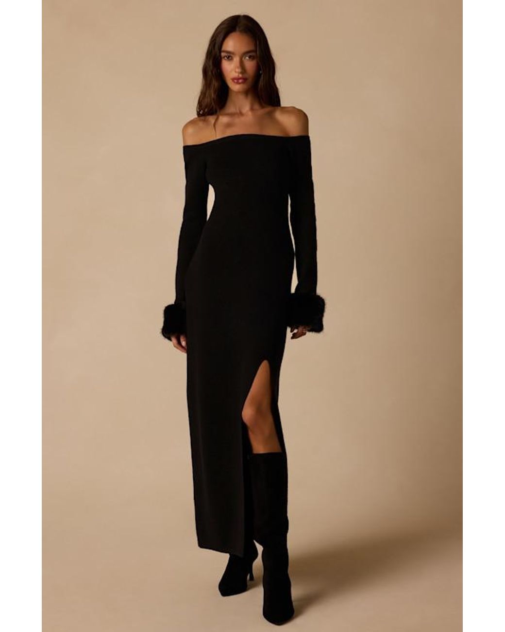 Lulus Black Sally Off-The-Shoulder Sweater Dress