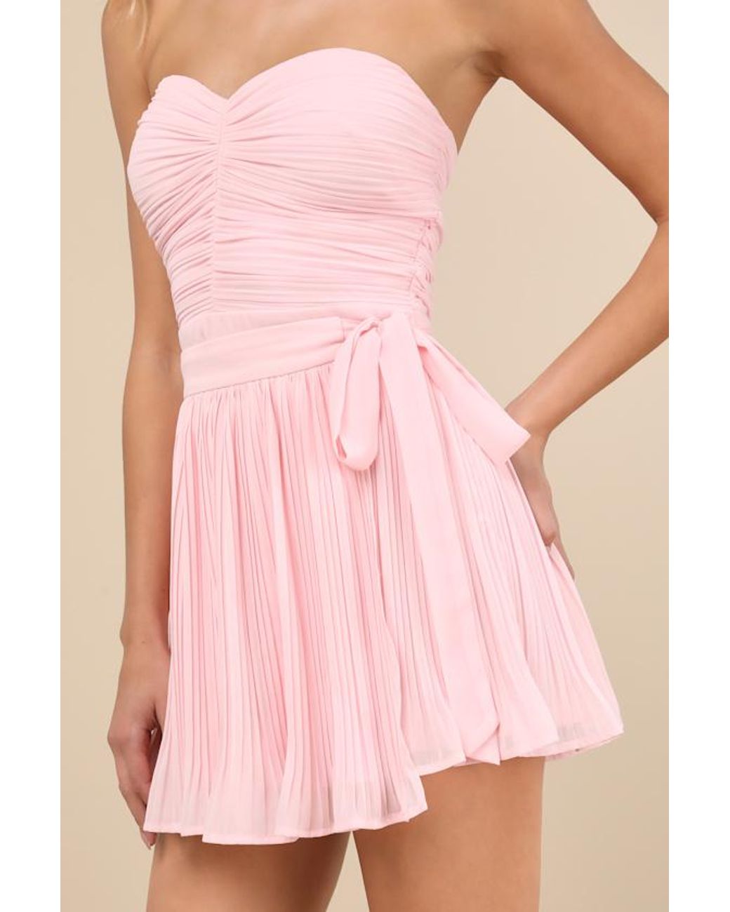 Lulus Pink Seriously Sensational Strapless Romper