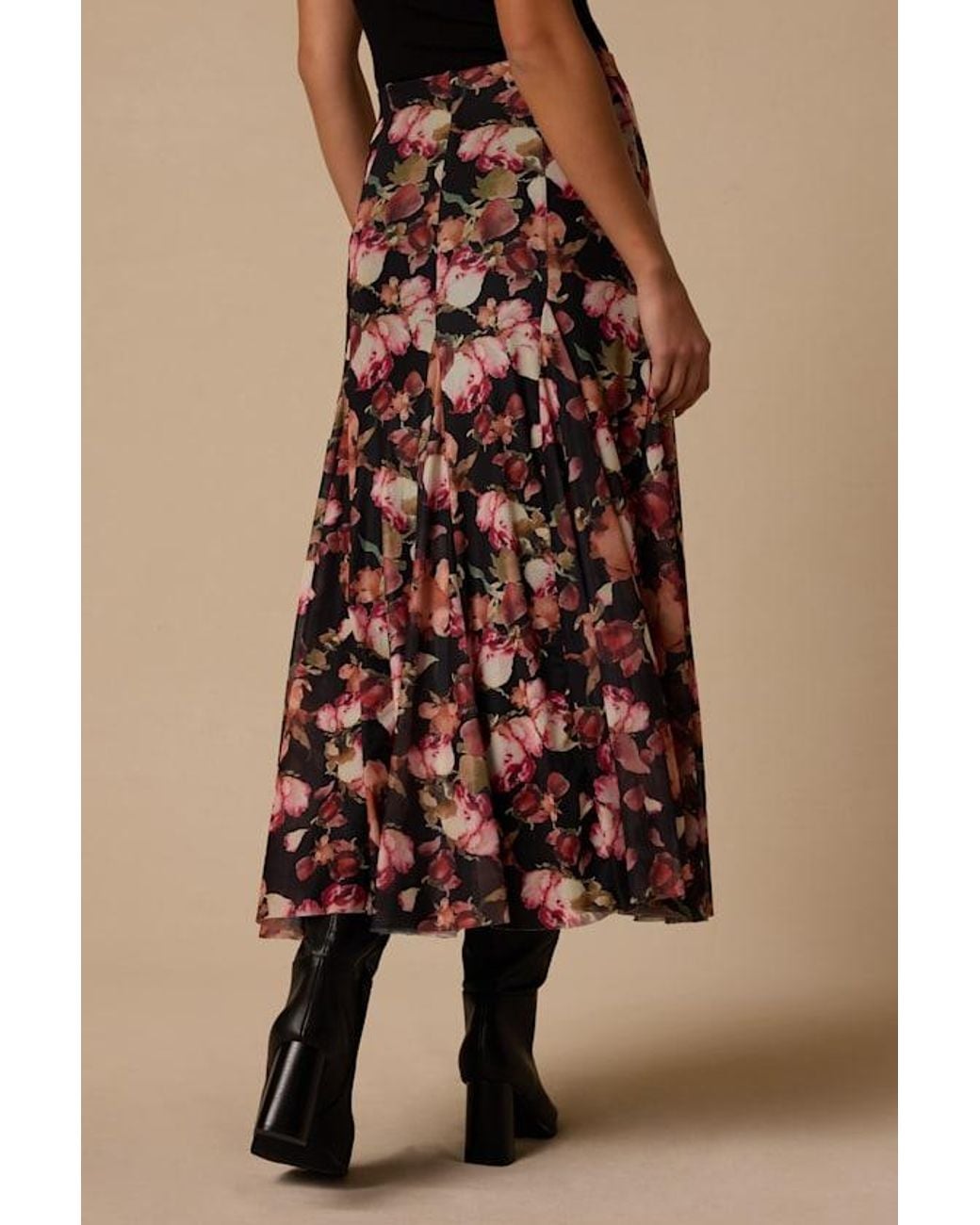 Lulus Brown Sookie Floral Midi Skirt
