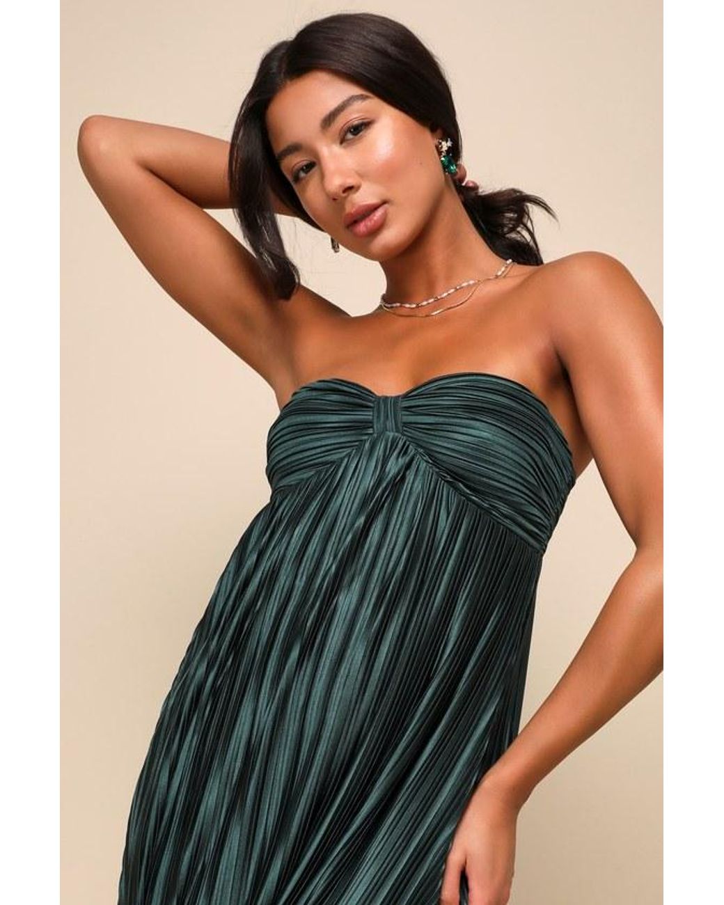 whimsical beauty emerald green satin plisse strapless maxi dress Short Sparkly Forest Green Lulus Lulus Golden Yellow Dress exposed corset Imported. Sparkly Nude and Silver Teal Size:Youth S (5-6)