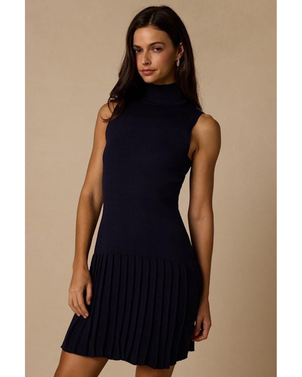 Lulus Blue Vanessa Sleeveless Mock Neck Sweater Dress