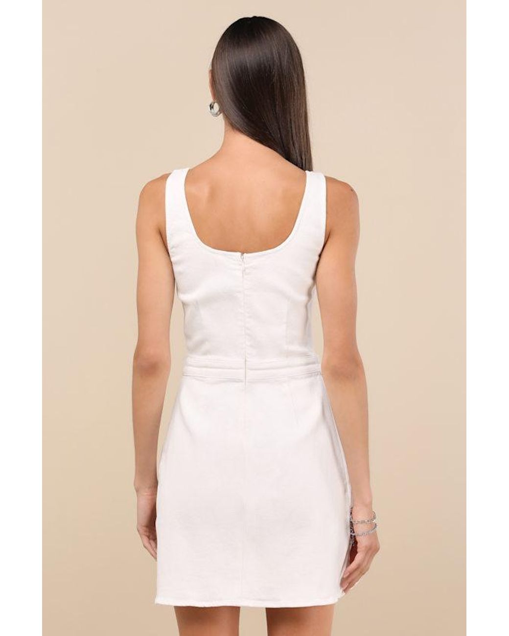 Lulus Natural Merima Denim Wrap Mini Dress