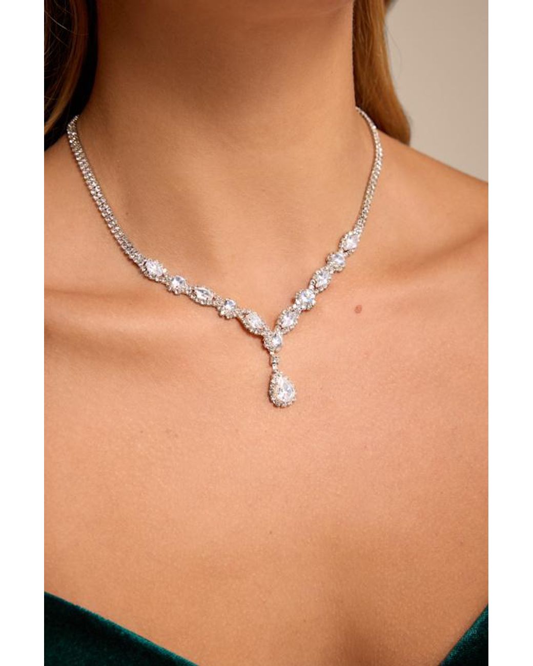 Lulus Natural Berlin Rhinestone Necklace And Earring Set