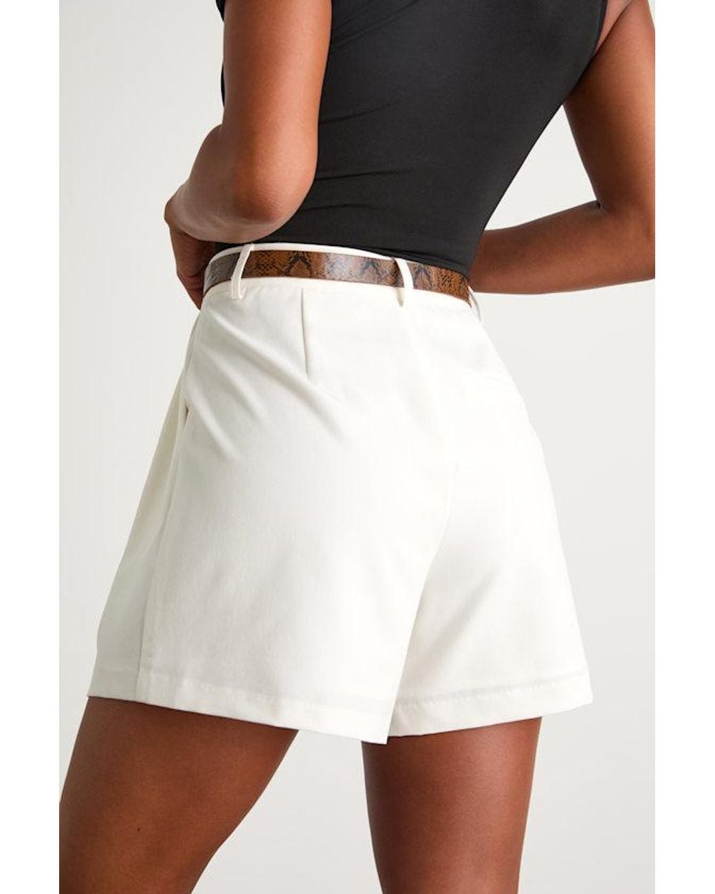 Lulus White Sharise Pleated High-Rise Shorts