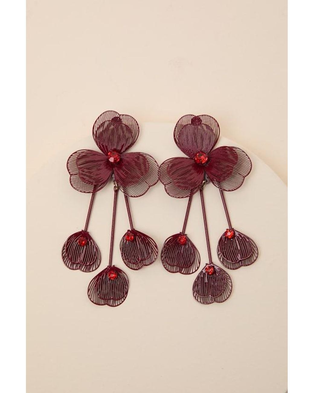Lulus Brown Rosalina Flower Drop Earrings