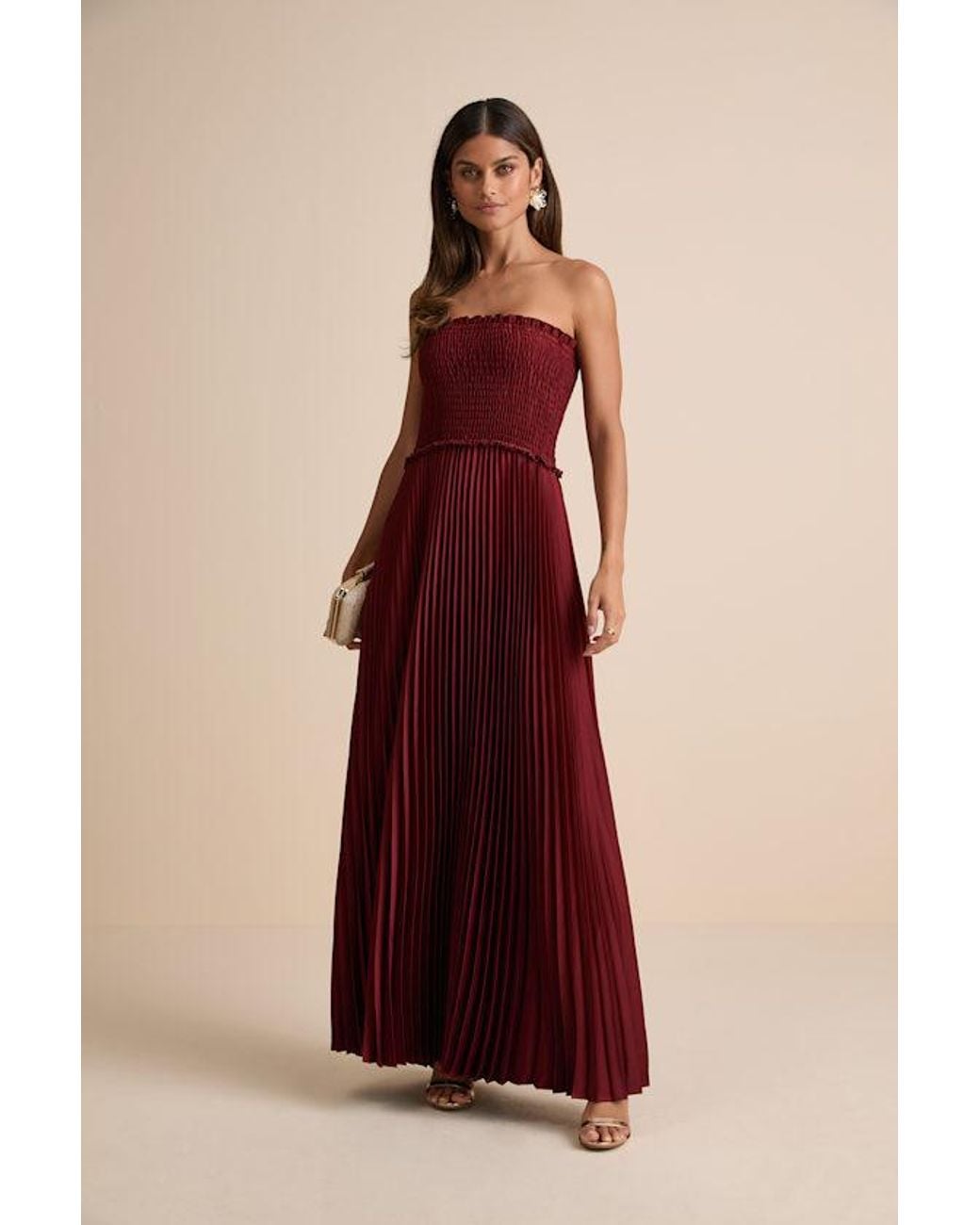 strapless open back dress Rust Red Tiered Sweetheart High Low Prom Dresses, Formal Evening Dress –  bridalsew main image 0