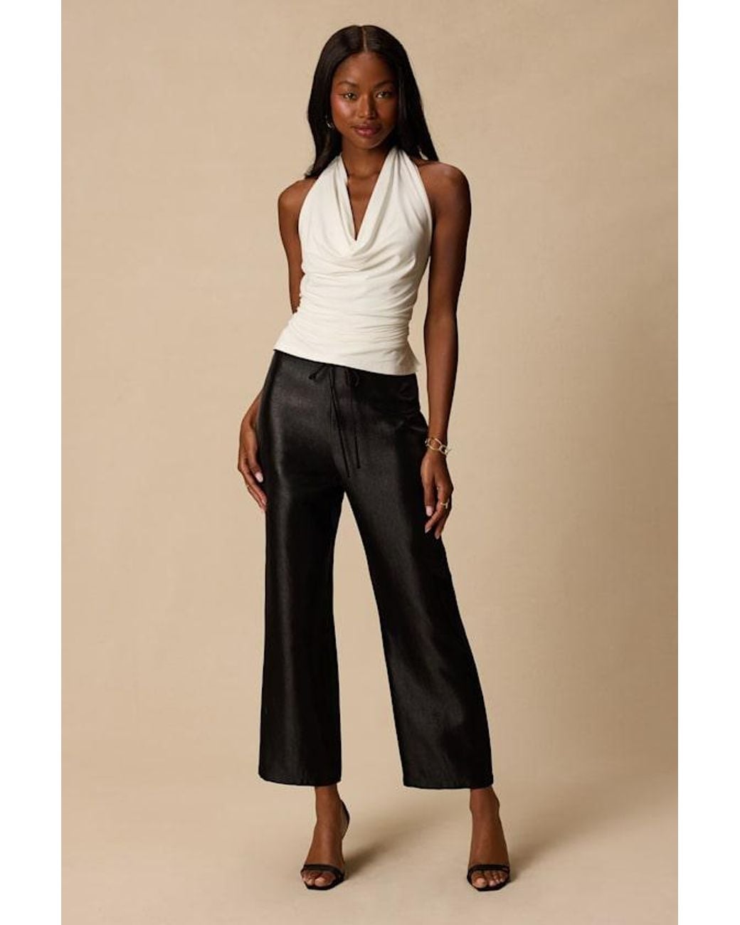 Lulus Natural Kyle Satin Cropped Pants