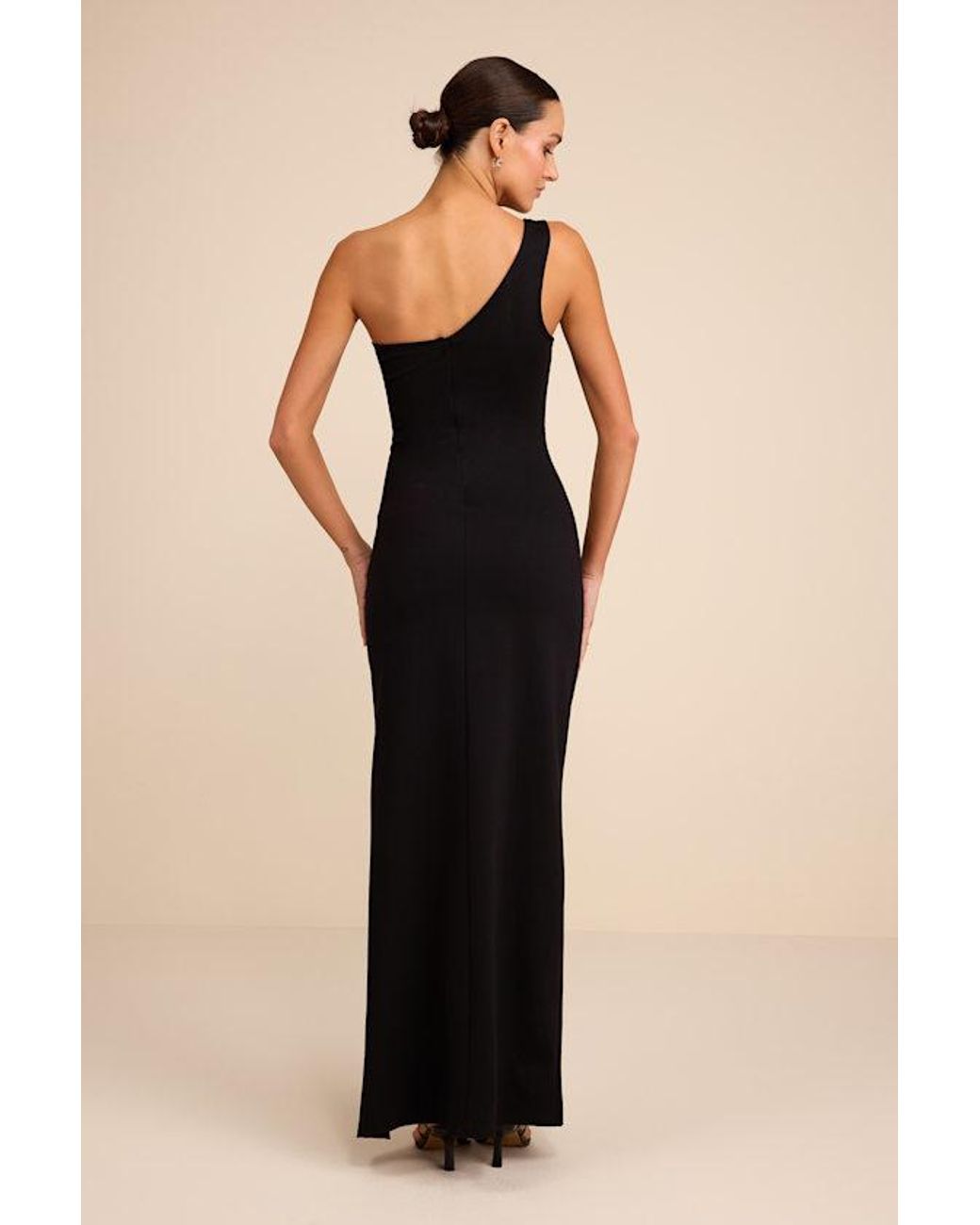 Lulus Black Good Times Only One-Shoulder Maxi Dress