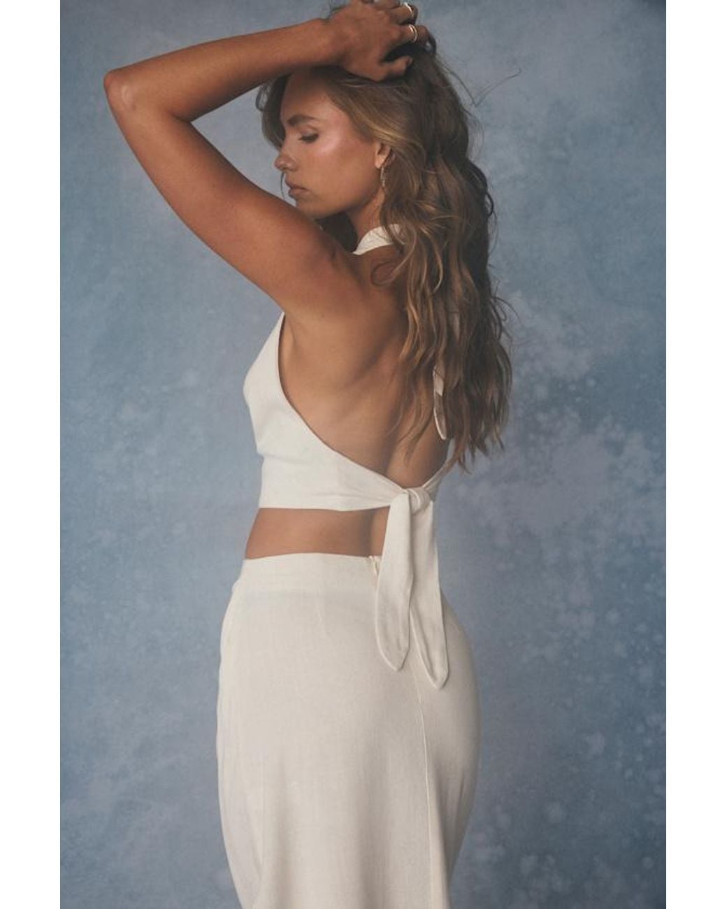 Lulus Blue Asana Light Linen Two-Piece Midi Dress