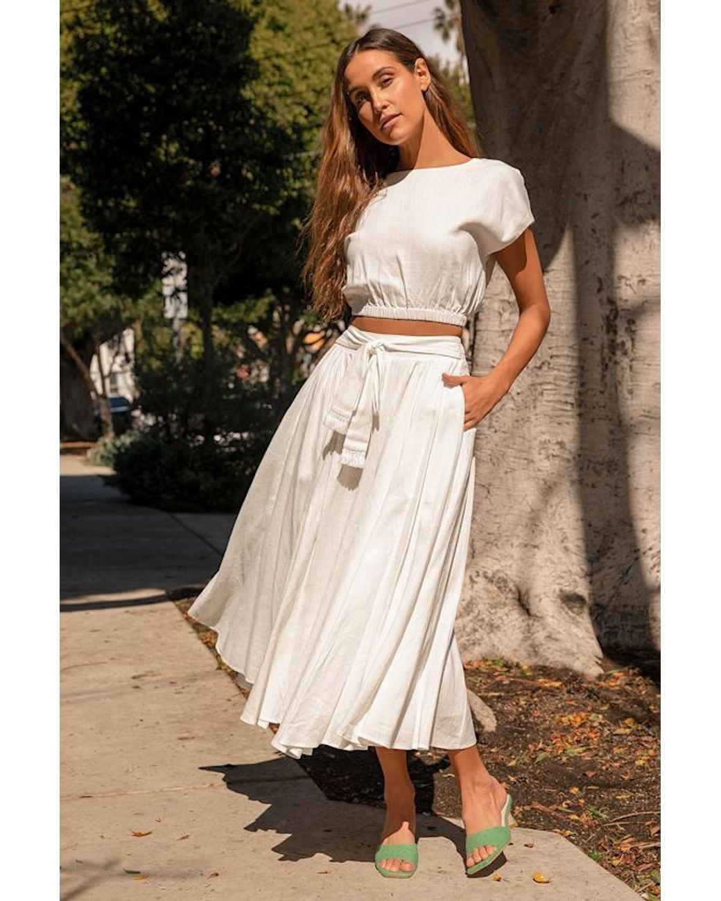 Lulus Brown Brings You Back Two-Piece Midi Dress