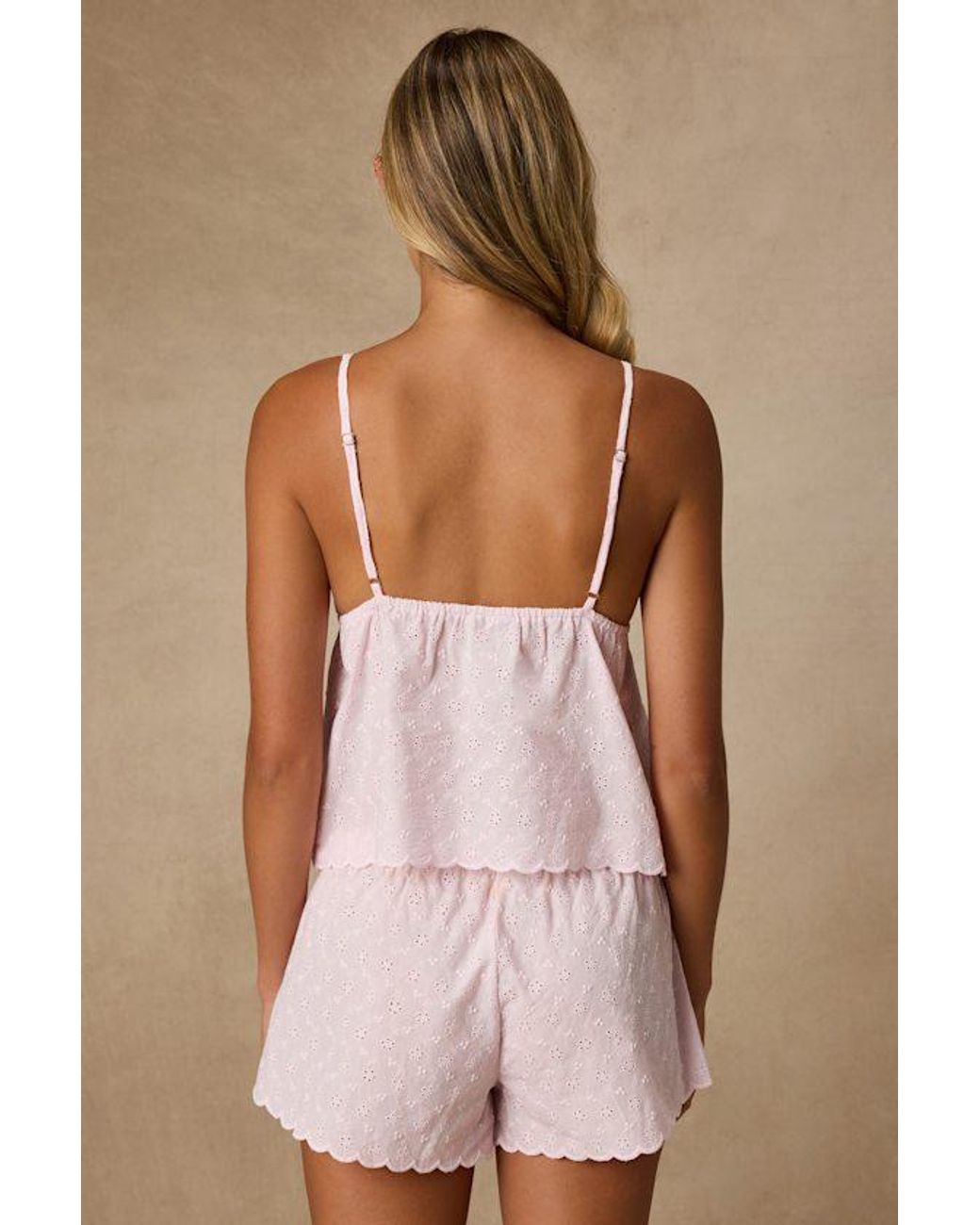 Lulus Natural Kensely Eyelet Embroidered Two-Piece Pj Set
