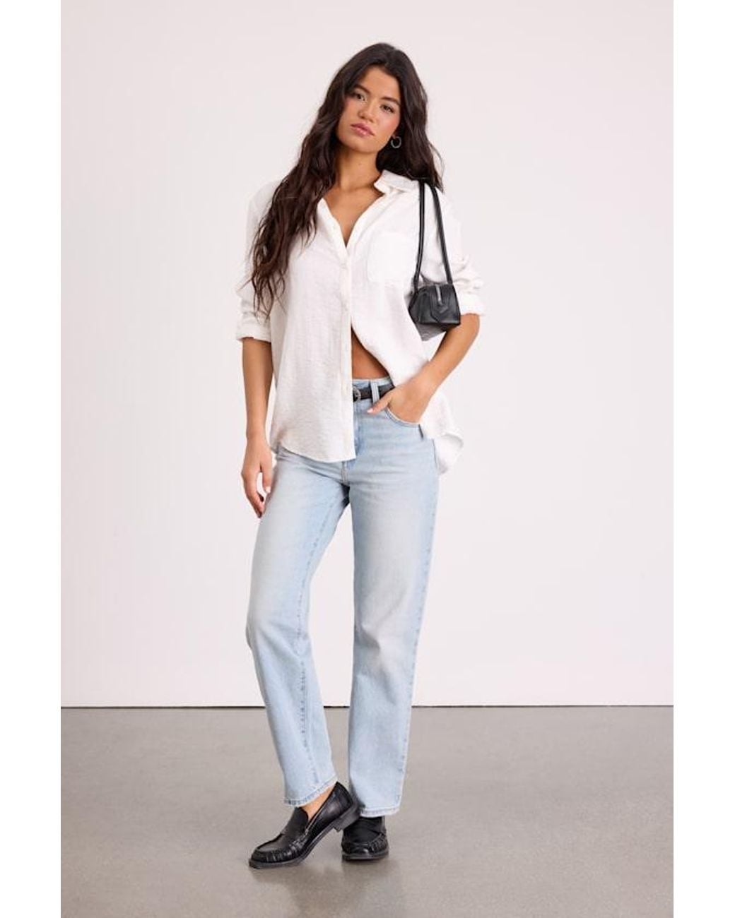 Levi's White Easy Dad Light Wash High-Rise Jeans