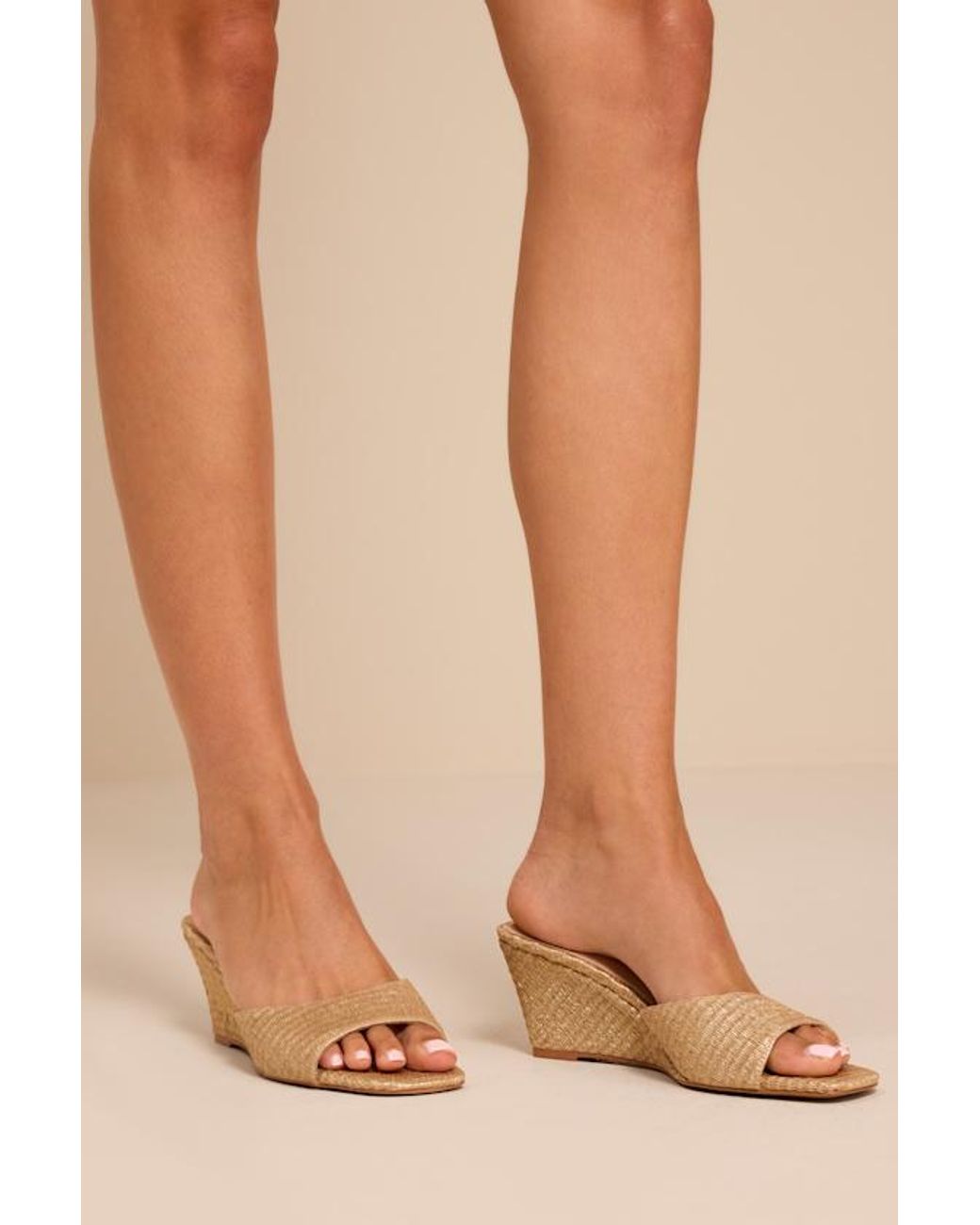 Steve Madden Brown Seleste Raffia Slide Wedge Sandals