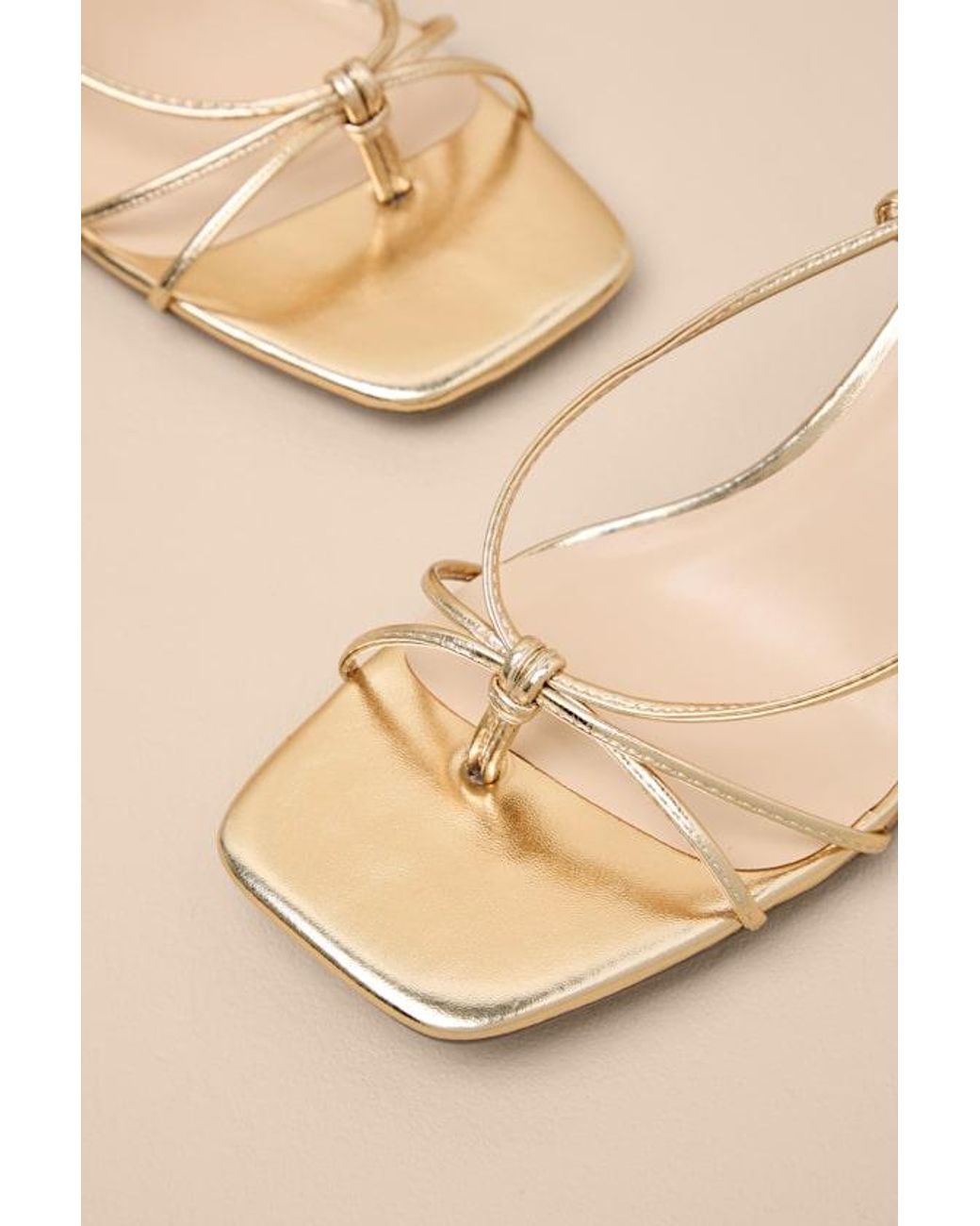 Lulus Natural Senna Strappy Lace-Up High Heel Sandals