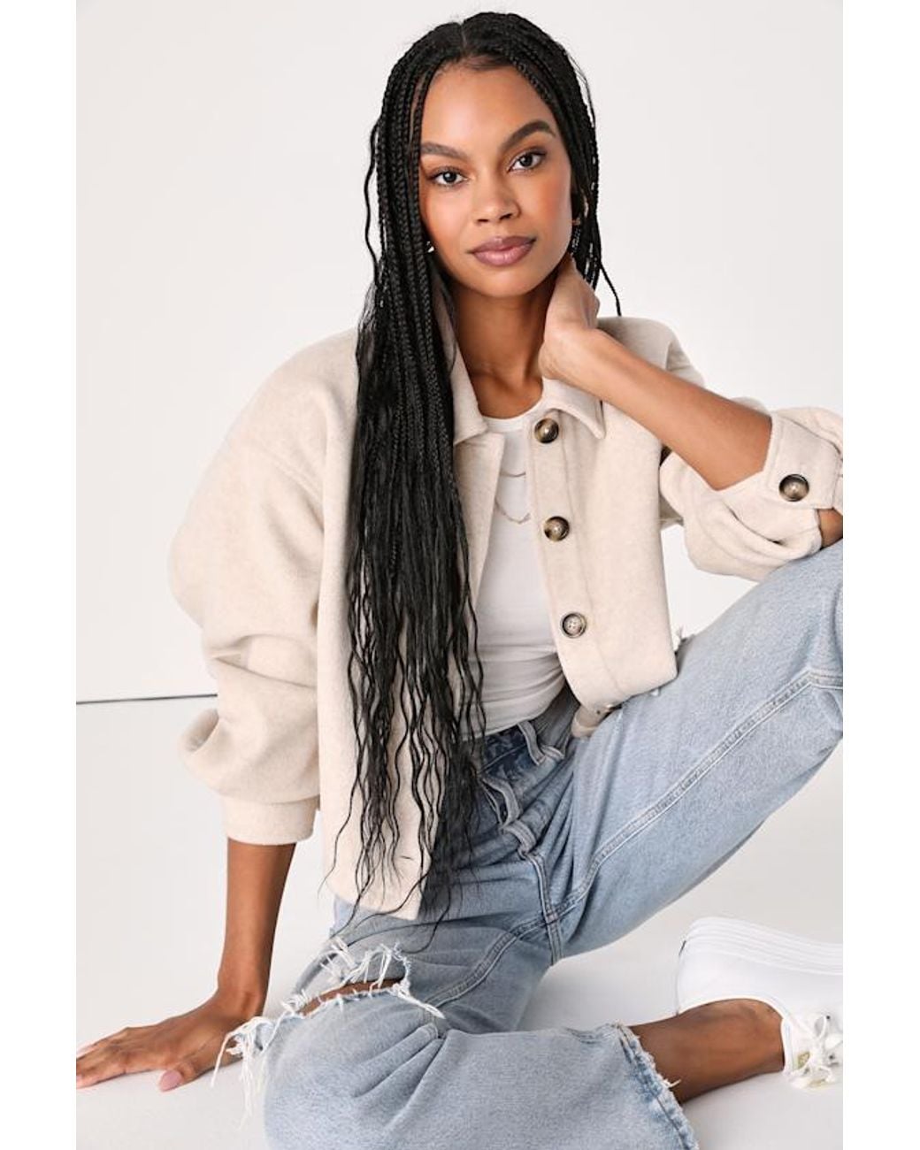 Lulus Natural Comfy Essence Cropped Shacket