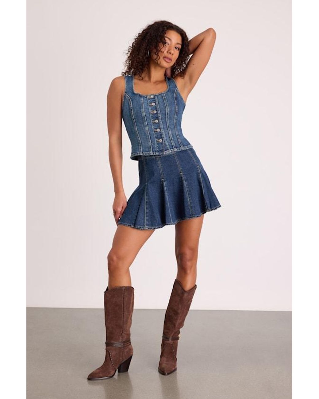 Levi's Blue Sculpted Medium Wash Denim Vest Top