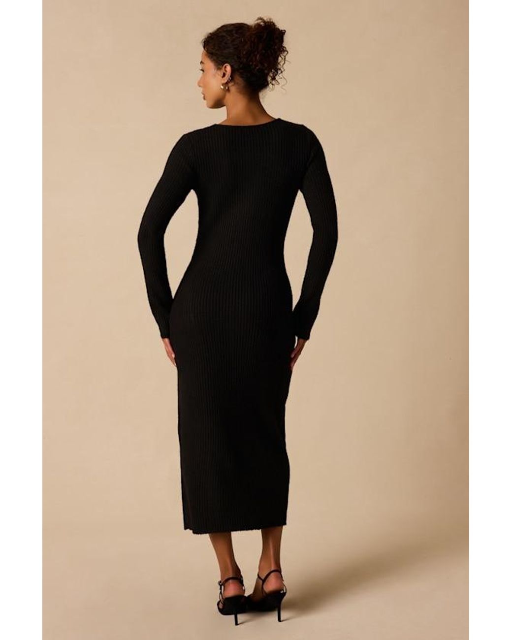 Lulus Natural Rileynn Ribbed Sweater Midi Dress