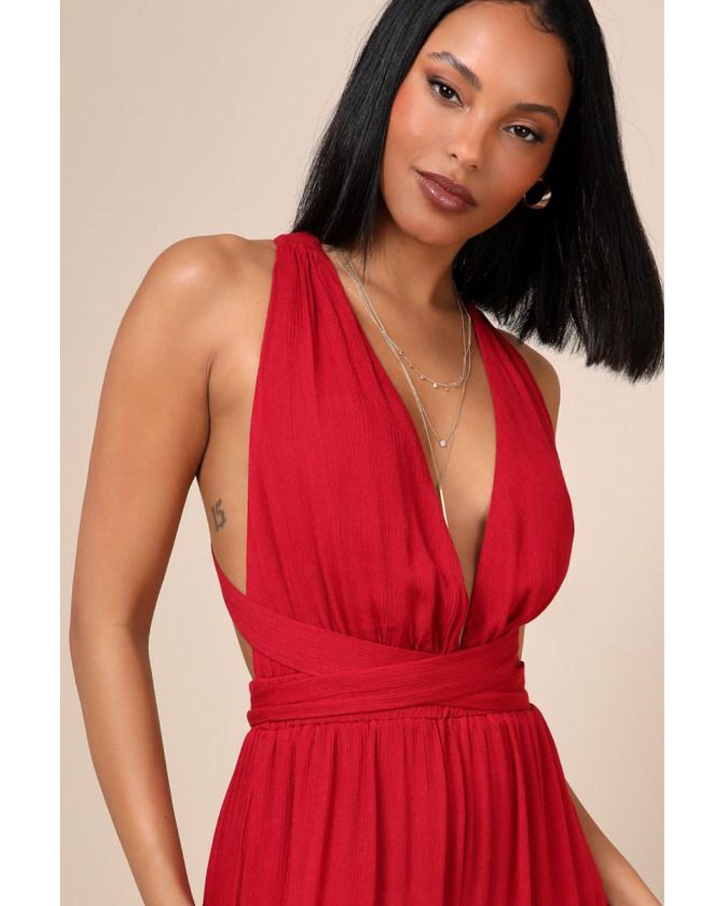 Lolinda black halter jumpsuit deals