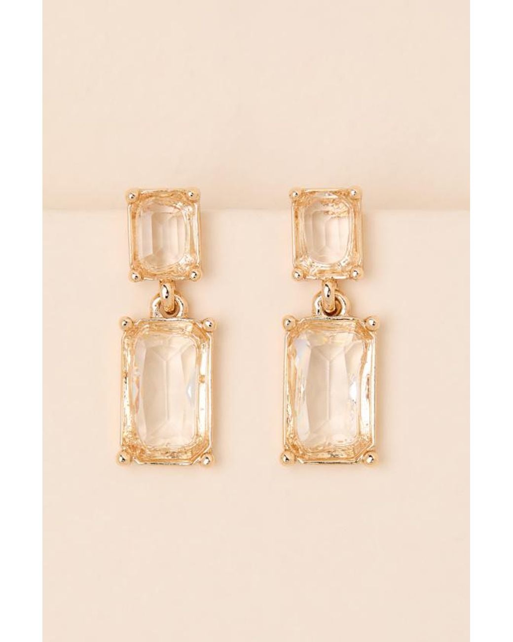 Lulus Brown Elmont Rhinestone Earrings