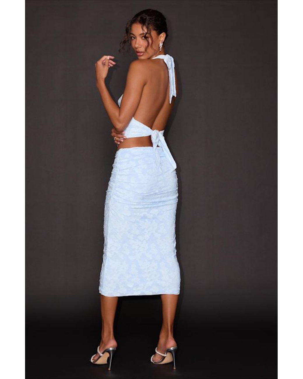 Lulus Blue Lyta Floral Jacquard Two-Piece Midi Dress