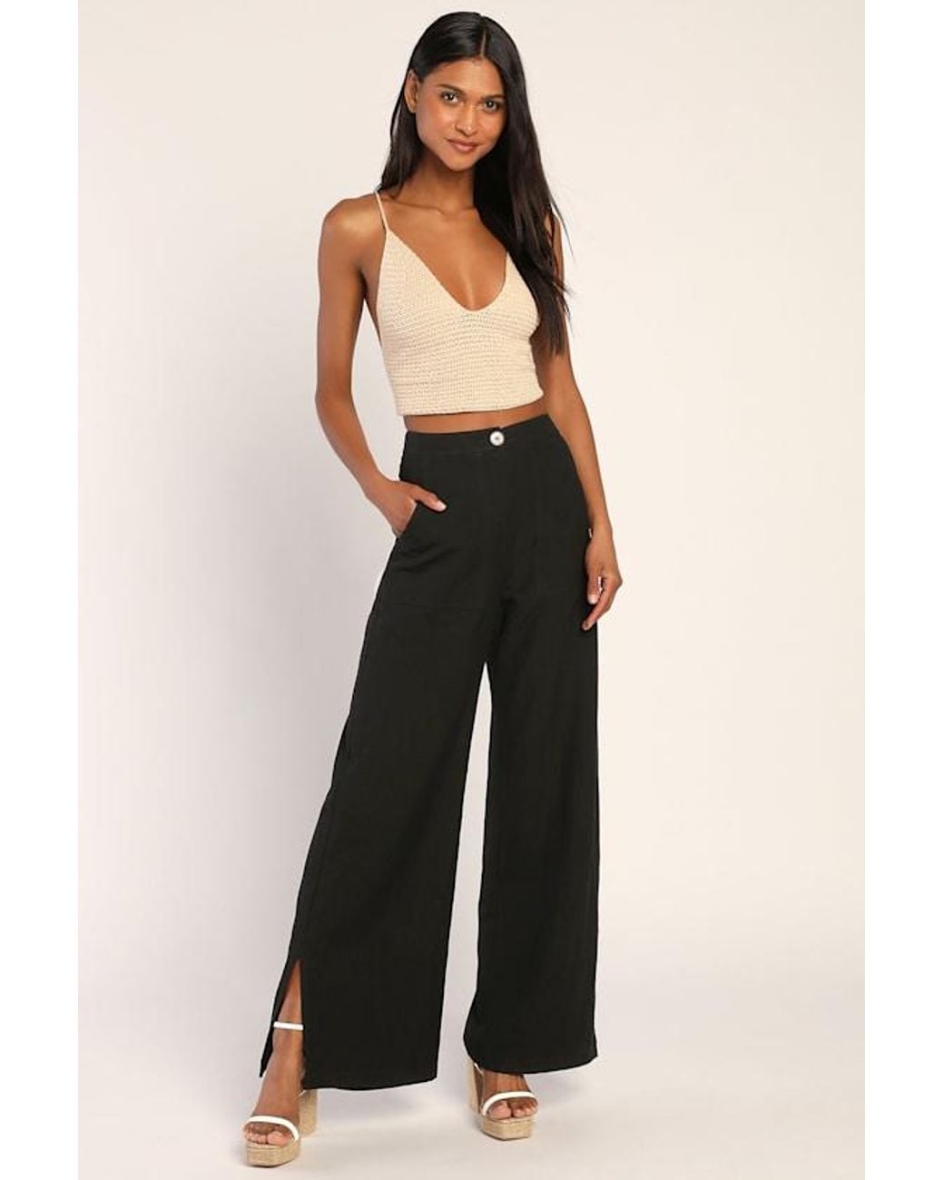 Lulus Black Jet Stream High-Waisted Wide-Leg Pants