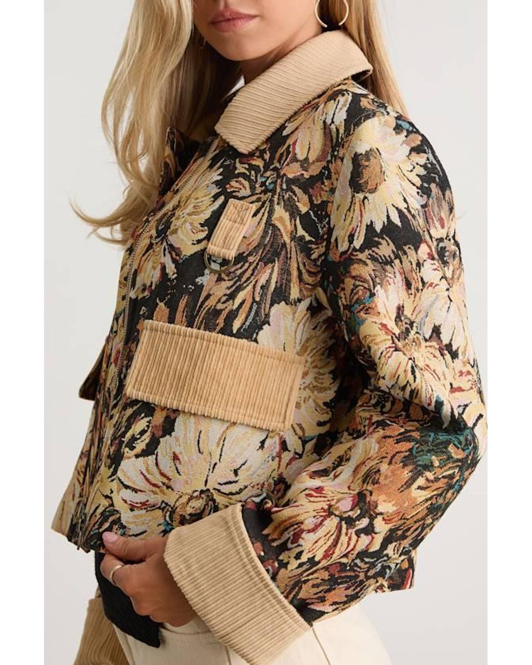 Lulus Brown Morrina And Floral Jacquard Barn Jacket