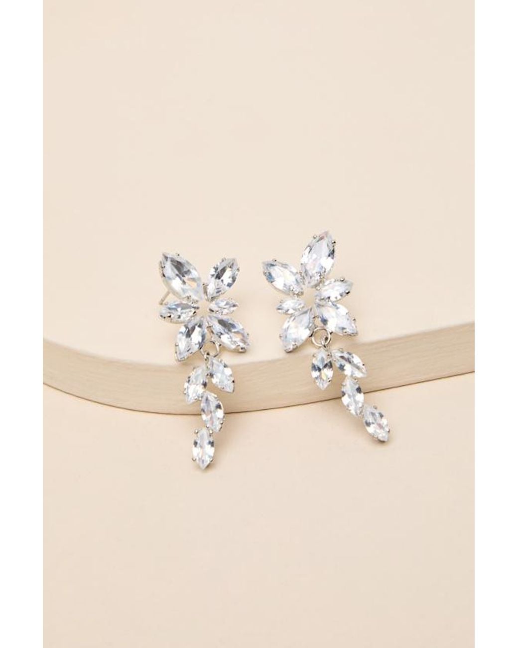 Lulus Brown Fleur Rhinestone Earrings