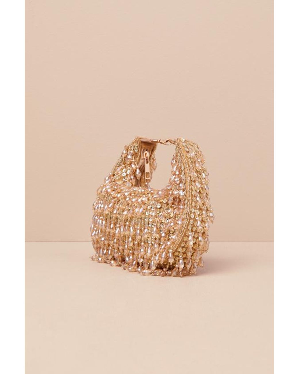 Lulus Brown Sparkling Agenda Beaded Clutch