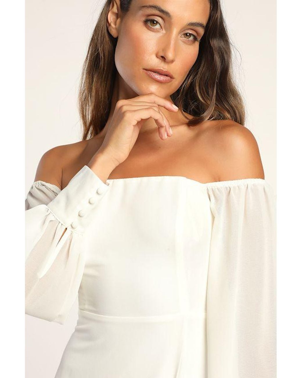 Lulus Natural Feel The Romance Off-The-Shoulder Maxi Dress