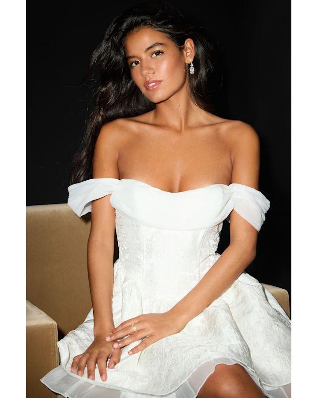mac duggal off the shoulder dress Mac Duggal - Multicolor Off The Shoulder Ombre Tulle Ballgown