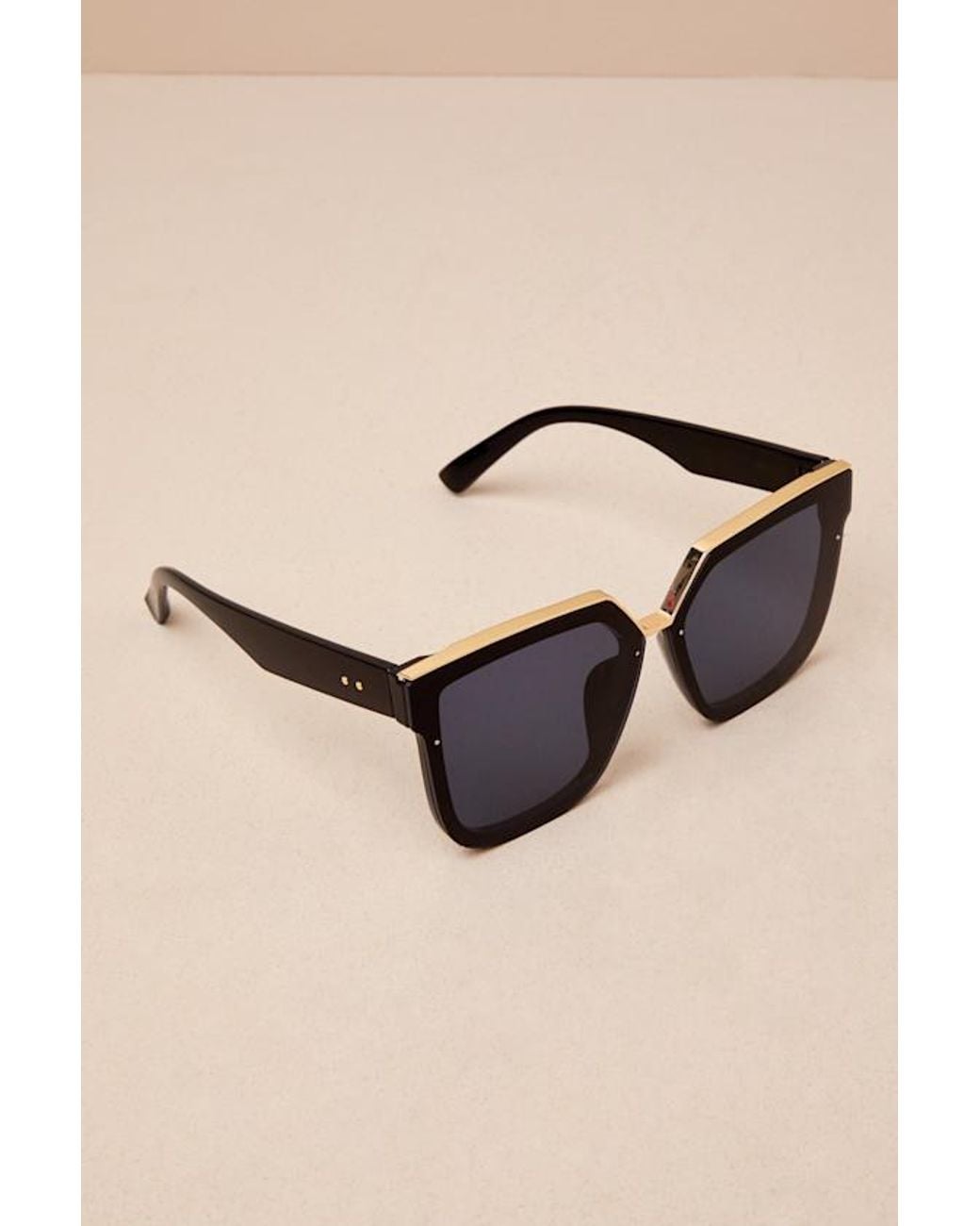 Lulus Black Main Frame Rimless Sunglasses