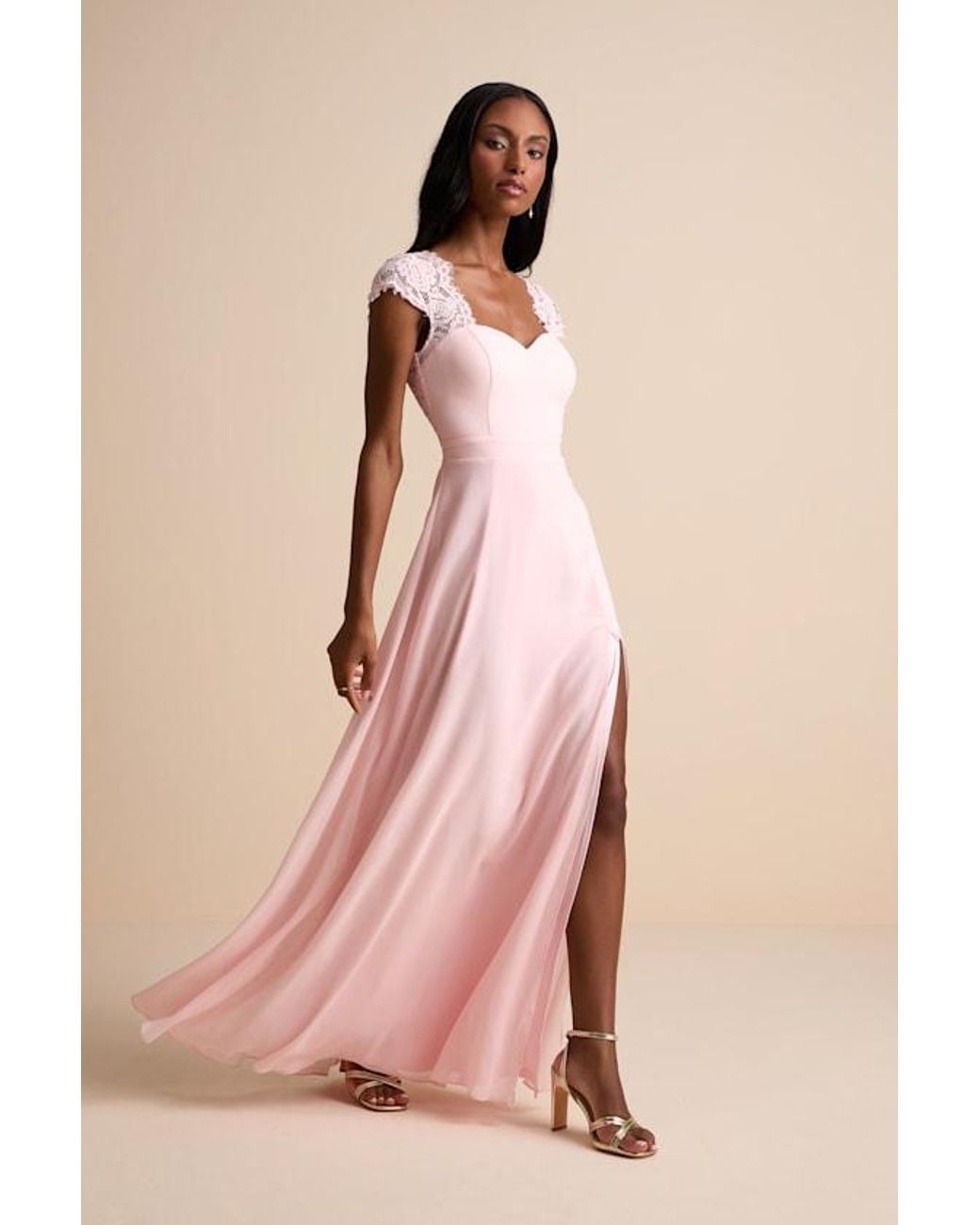 Lulus Pink Momentous Moments Lace Backless Maxi Dress