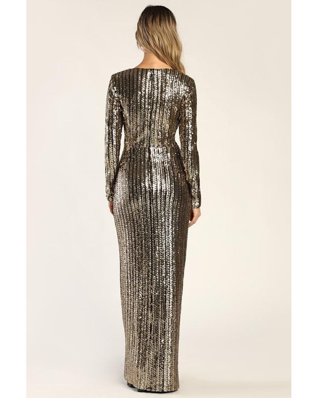 Lulus Natural Love Lasts Forever Sequin Long Sleeve Maxi Dress