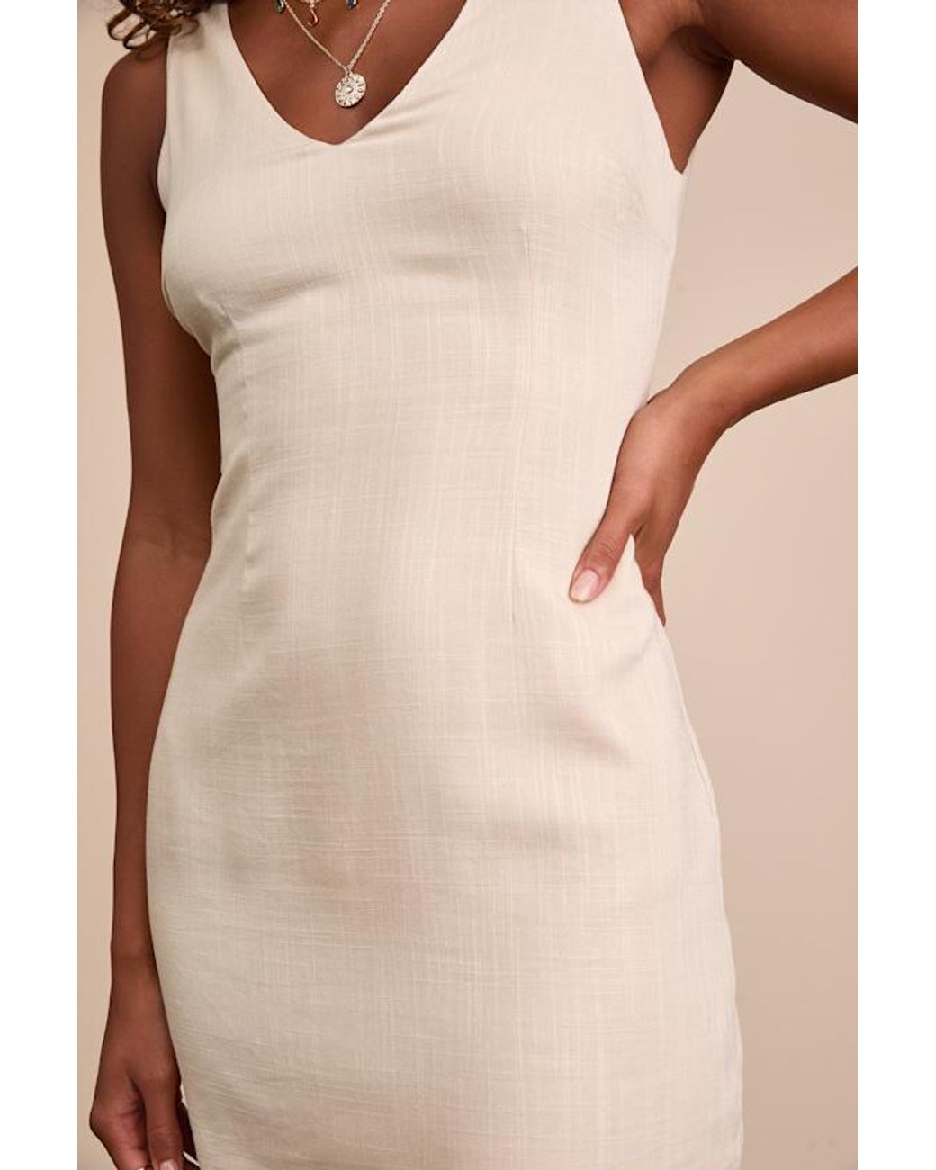 Lulus Natural Packing For Positano Linen Sleeveless Mini Dress
