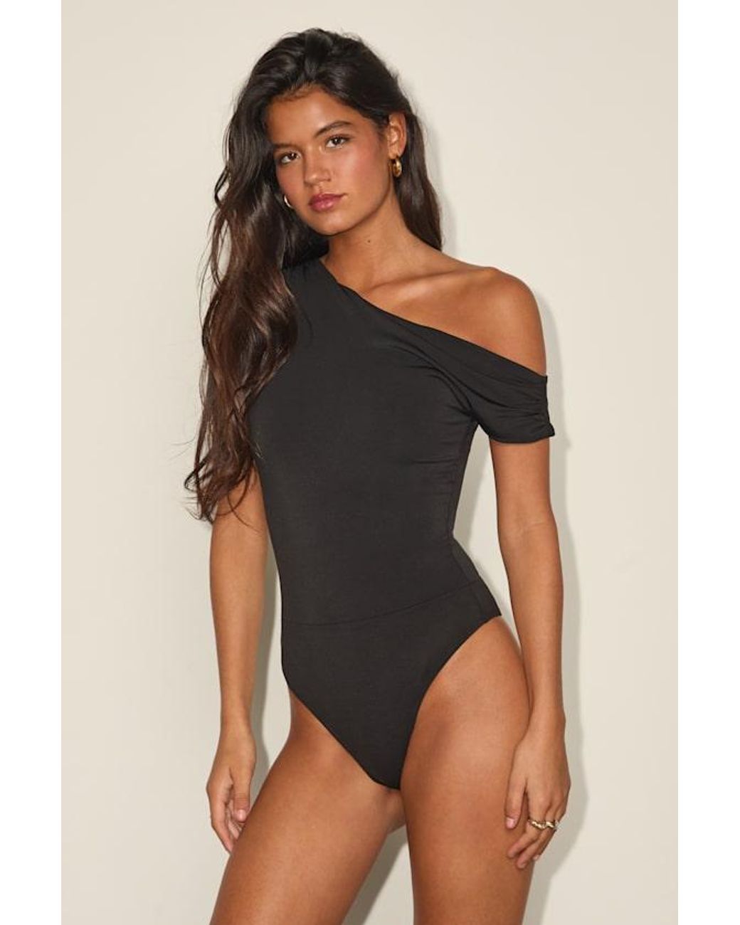 Lulus Blue Lulah Slinky Knit Asymmetrical Bodysuit