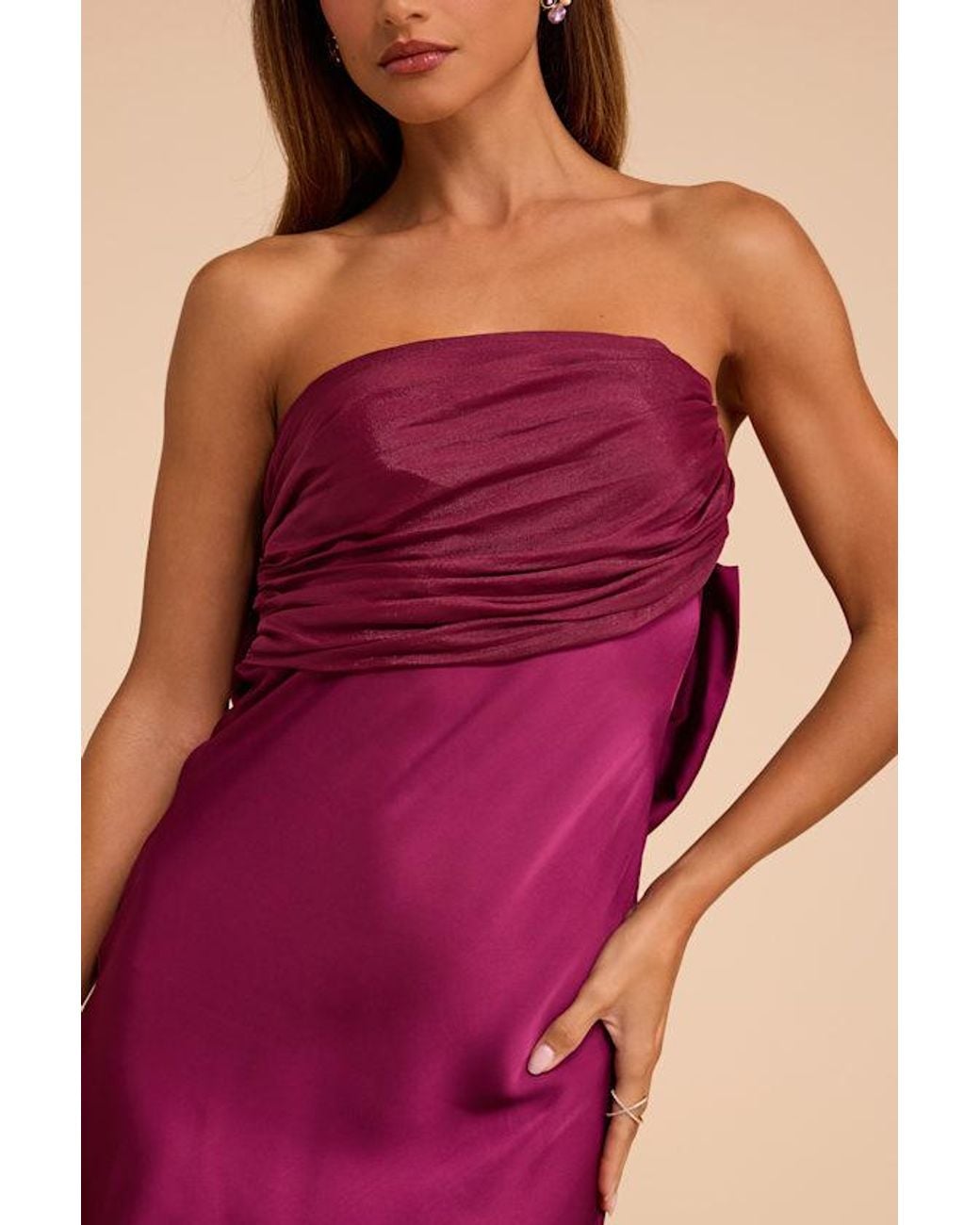 Lulus Red Lorelei Plum Satin Bow Maxi Dress