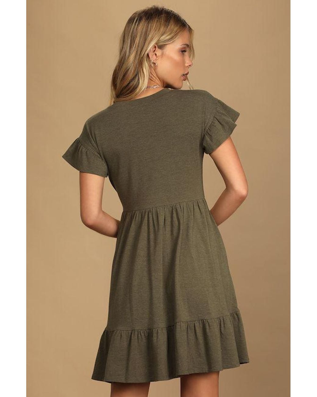 Lulus Brown Sweetest Style Tiered Babydoll Dress