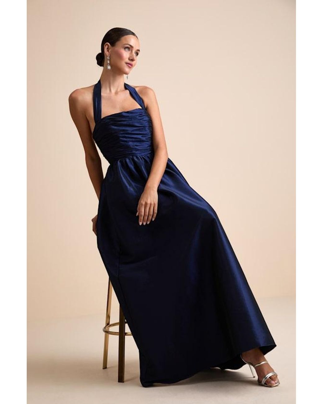 knee length dresses for ladies Green Taffeta Strapless Maxi Dress – shopaleena main image 1